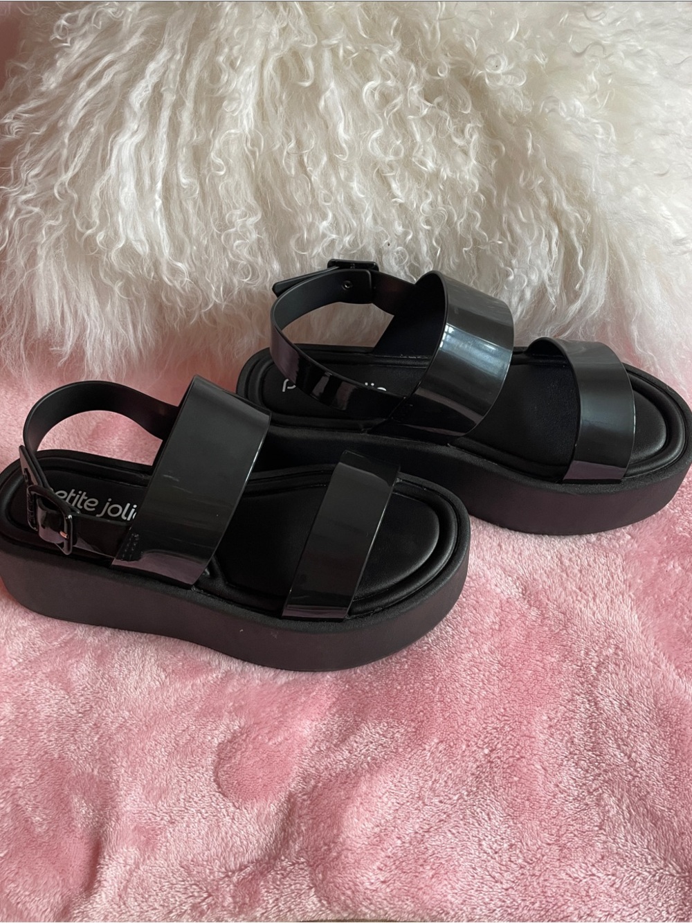 🖤 Petite Jolie Black Platform Jelly Sandals size 8 - Picture 3 of 13